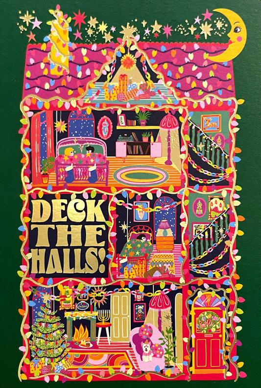 Deck The Halls Foiled Christmas Card