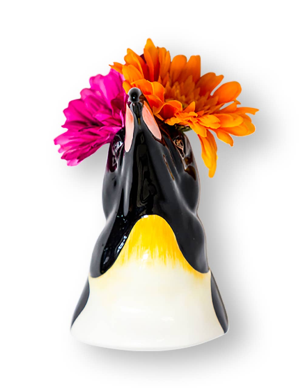 Hand Painted Ceramic Penguin Head Wall Vase