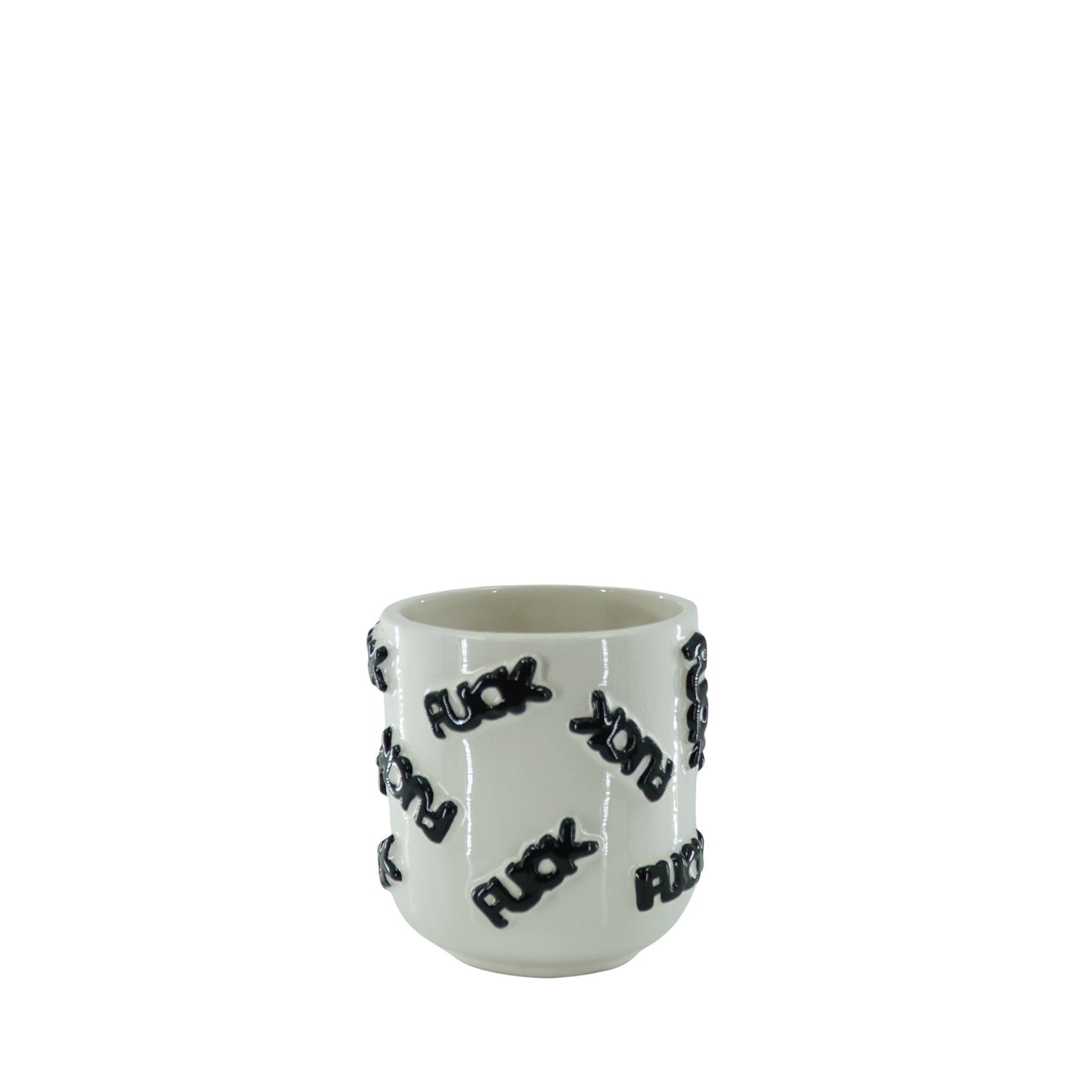 Pot - 'FUCK' - Ceramics - White/Black -11x11x11,5cm