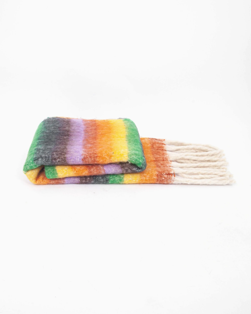 Eliza Rainbow Horizontal Stripe Blanket Scarf