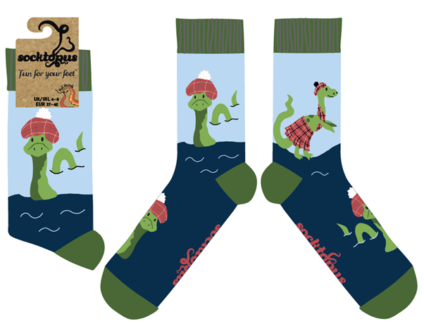 Loch Ness Monster Tartan Hat Socks Small