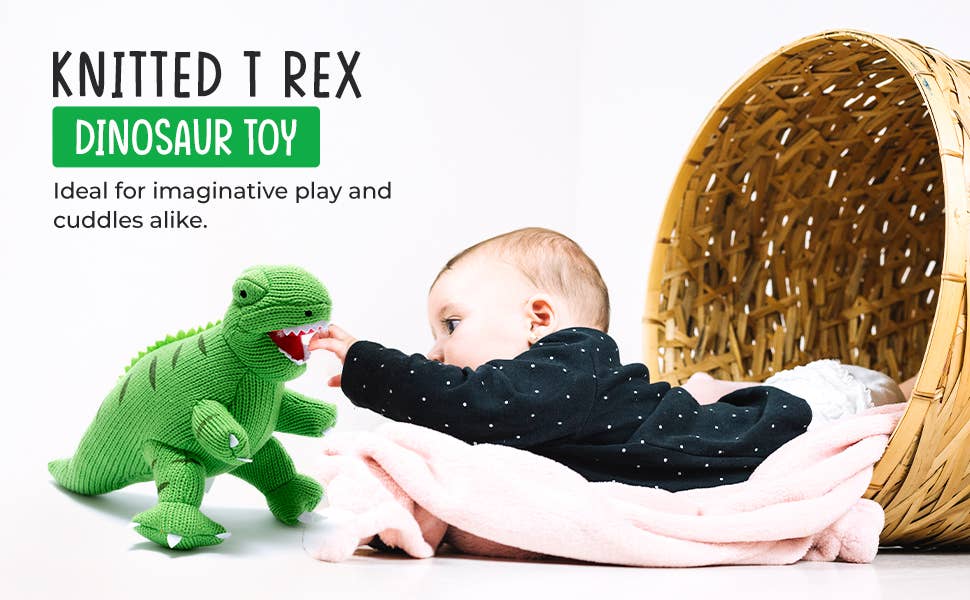 Knitted Green T Rex Dinosaur Plush Toy