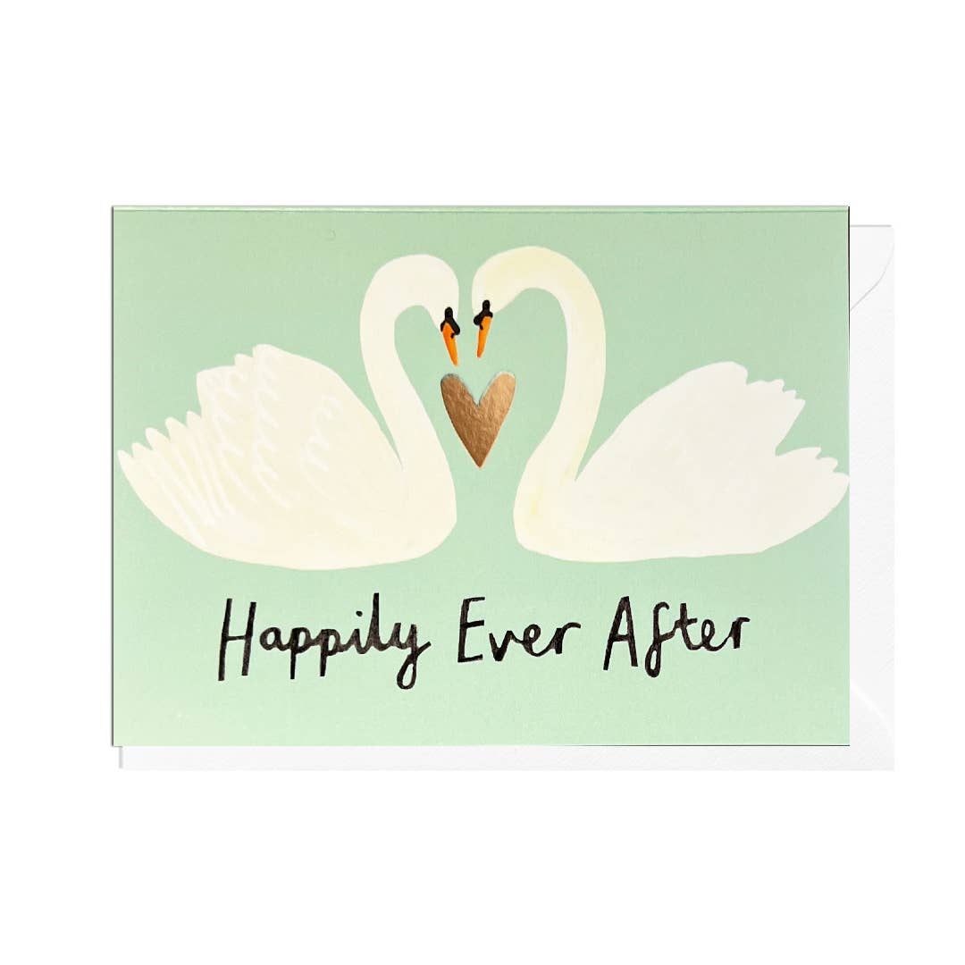 Happily Ever After Swans Wedding Greeting Card