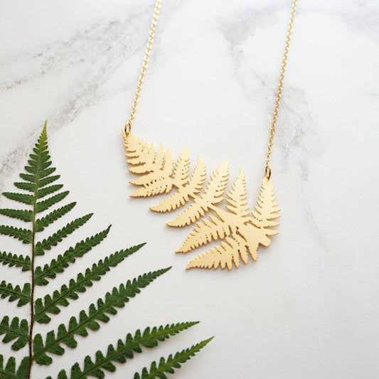 Statement Gold Fern Leaf Necklace