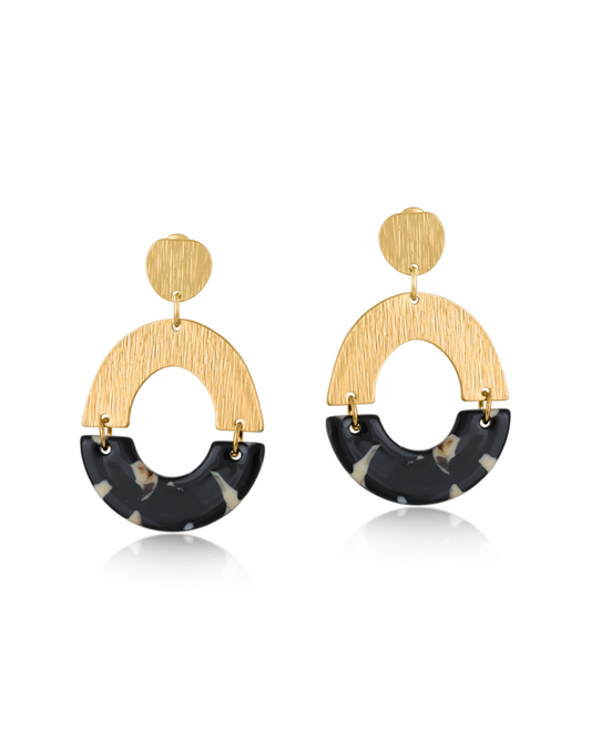 Sophia Half Disc Resin Gold Earrings