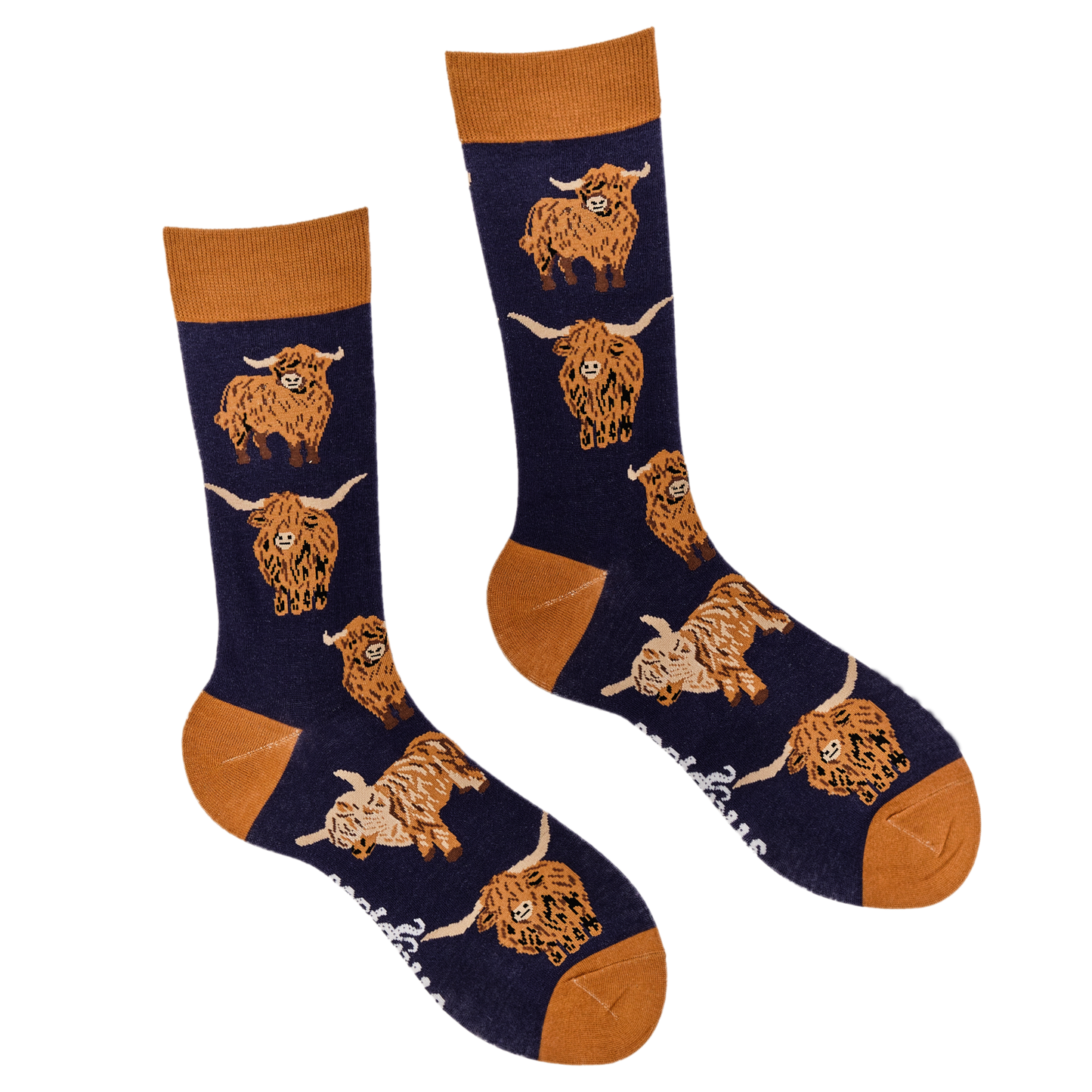 Highland Cow Unisex Socks Navy