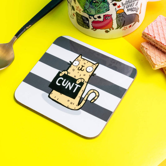 Very Naughty Sweary Cat Cunt Coaster