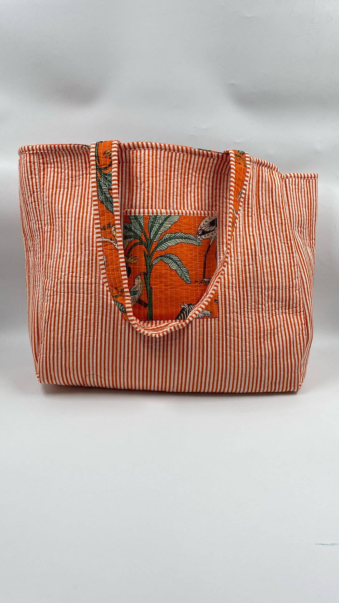 Kantha Quilted Boho Animal Reversible Tote Bag