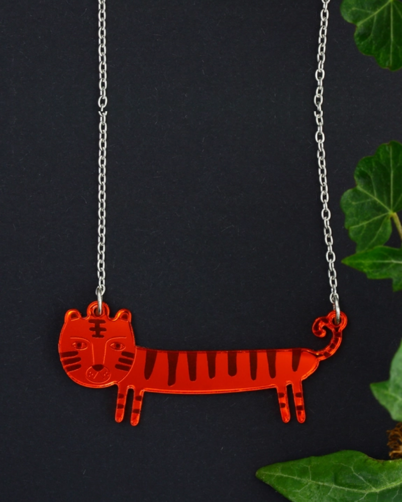 Tiger Sausage Necklace In Orange