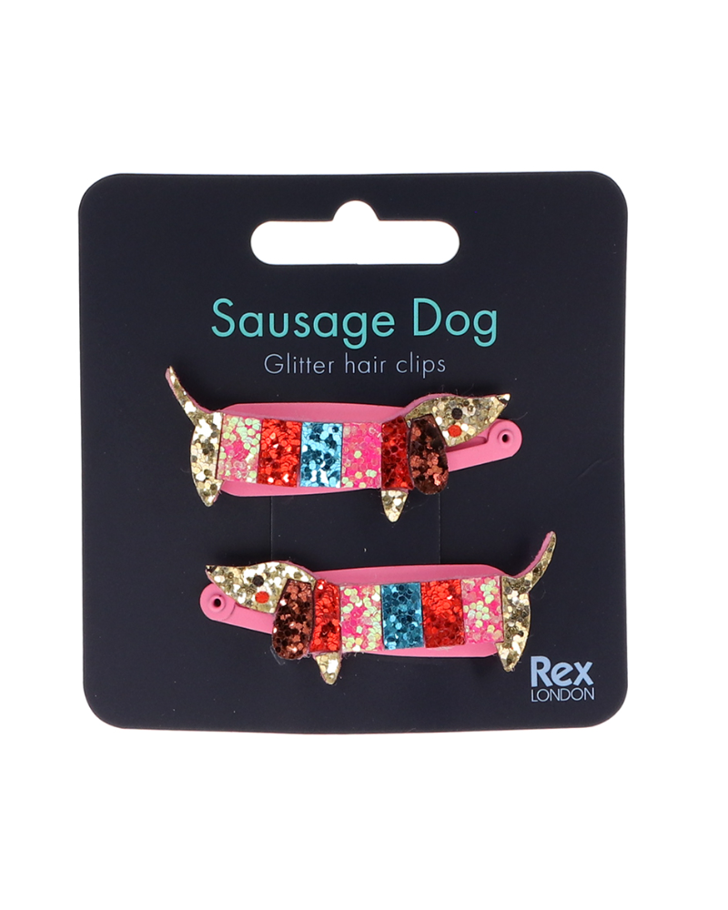 Glitter Sausage Dog Hair Clips Set of 2
