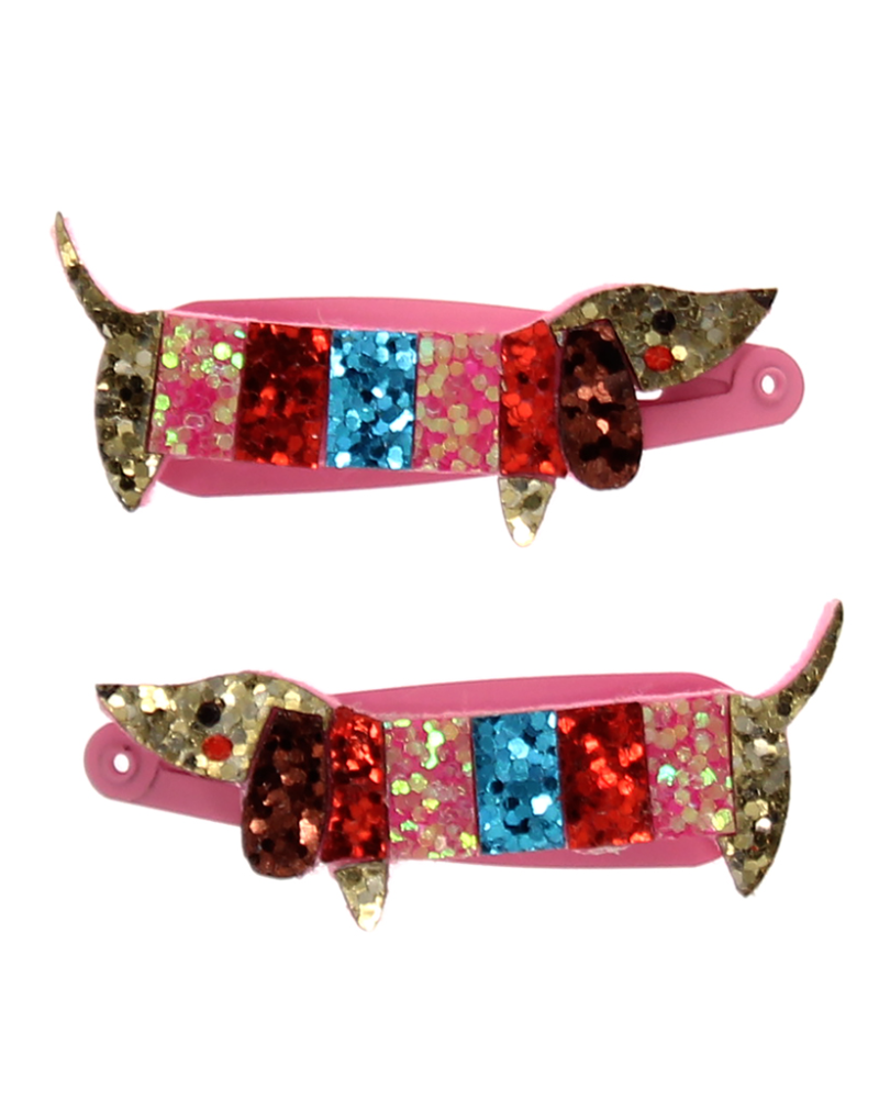 Glitter Sausage Dog Hair Clips Set of 2