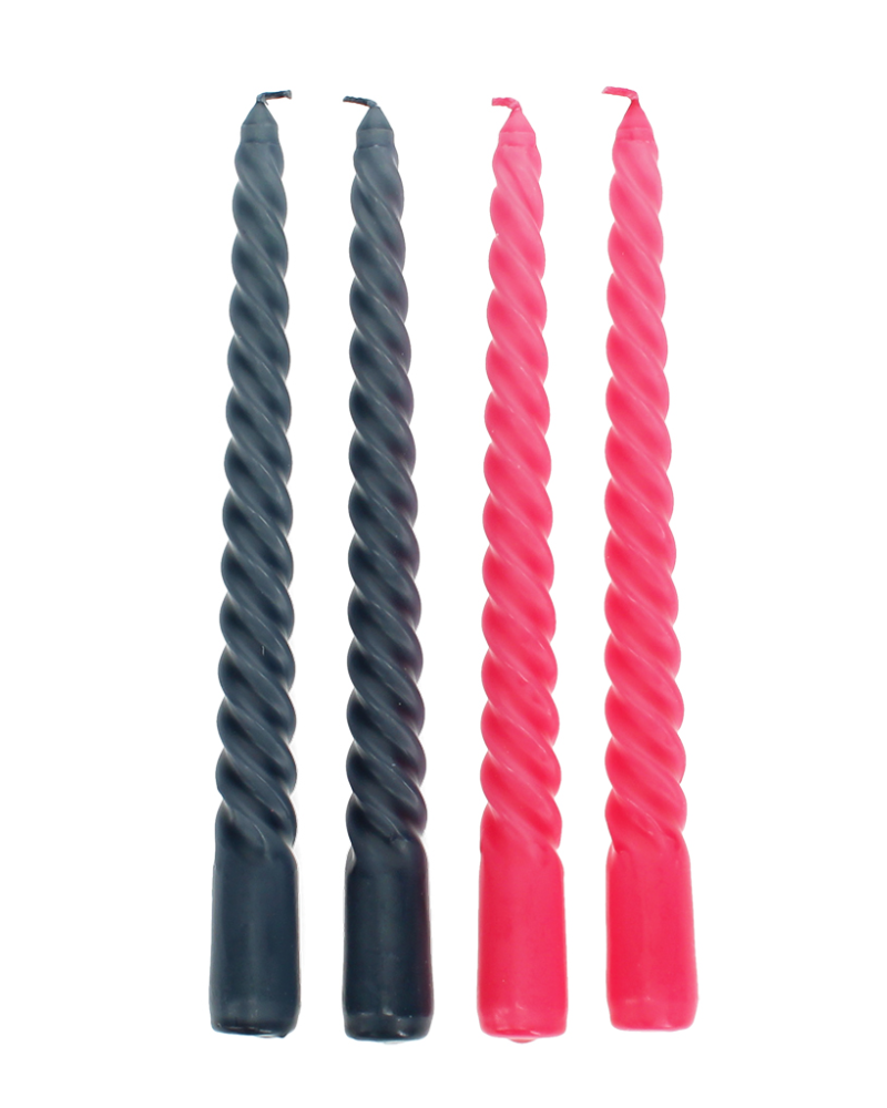 Twisted Candles Pink & Grey Set of 4