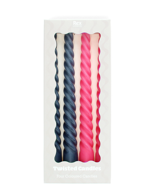 Twisted Candles Pink & Grey Set of 4