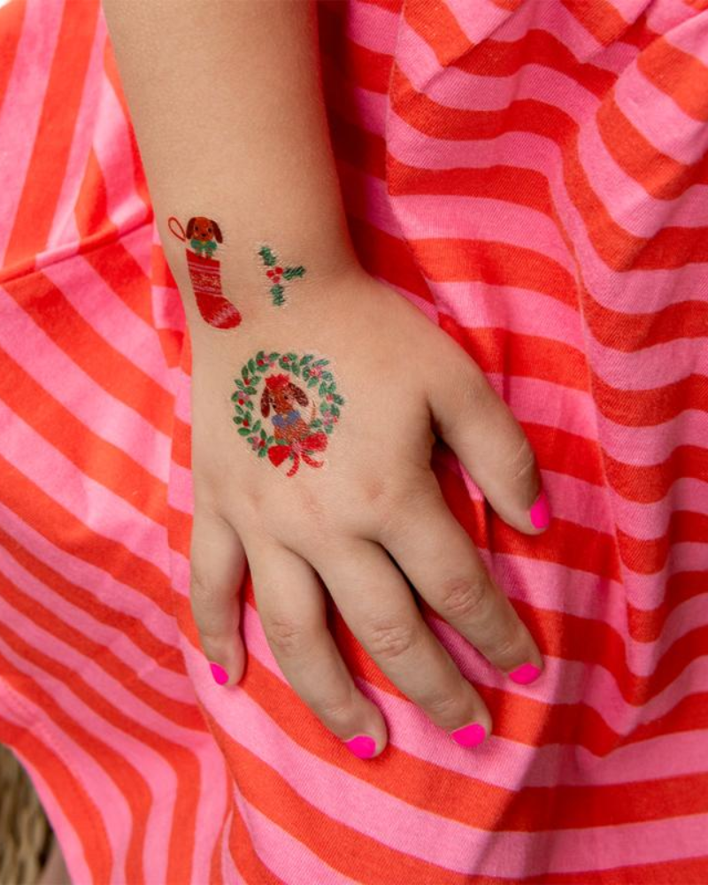 Festive Sausage Dog Temporary Tattoos