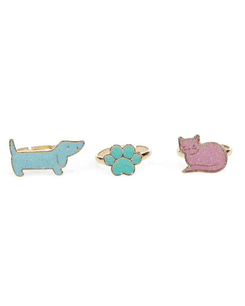 Dog & Cat Glitter Rings (Set of 3)