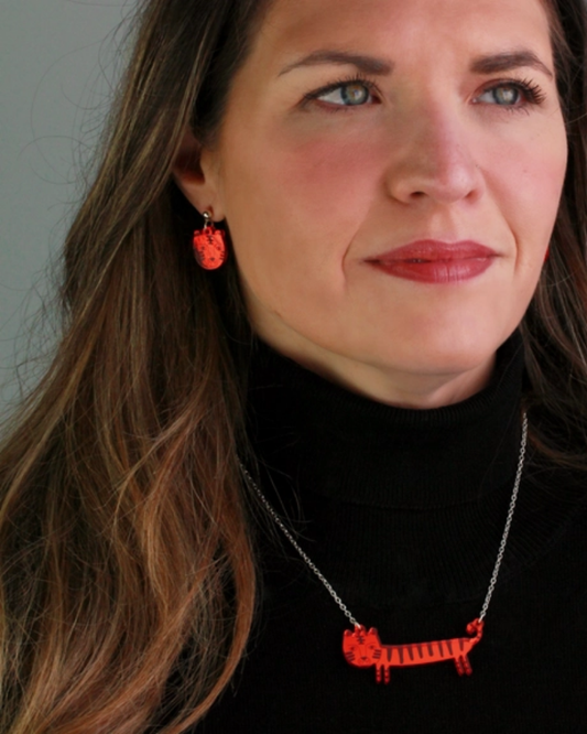 Tiger Sausage Necklace In Orange