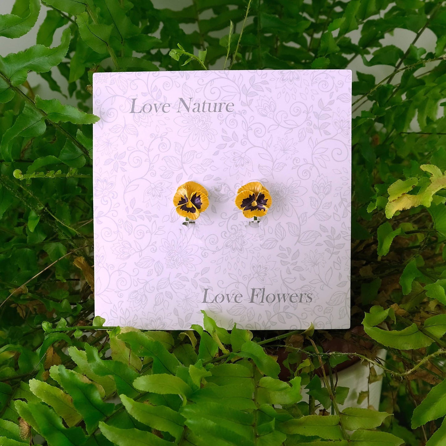Pansy Yellow Flower Clip Earrings