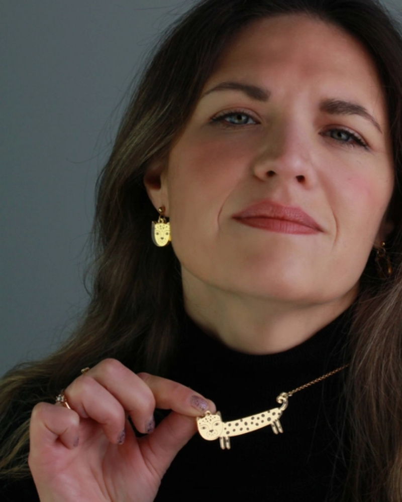 Leopard Sausage Necklace In Gold