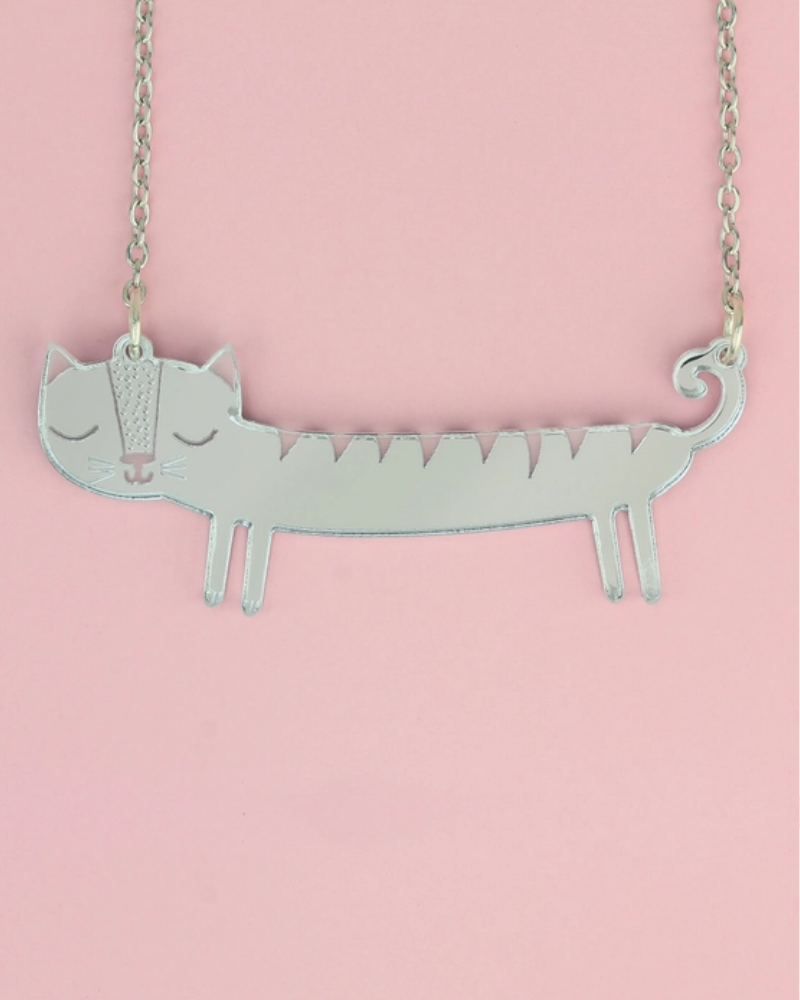 Sausage Cat Necklace Silver