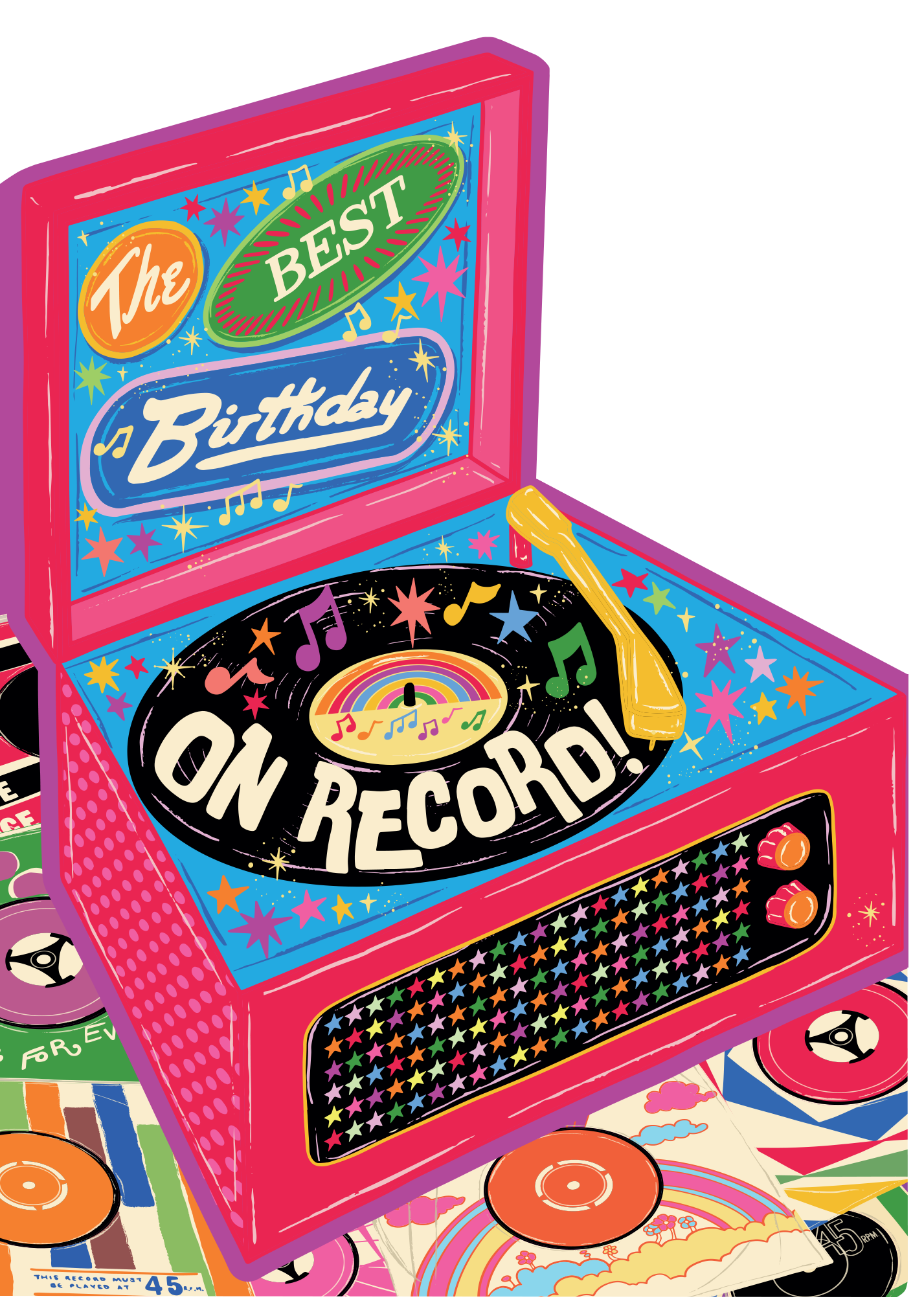 Best Birthday on Record Die-Cut Card