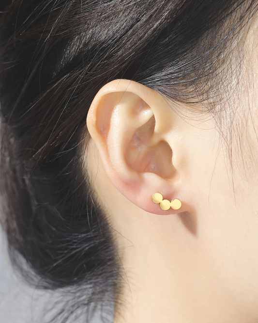 Tiny 3 Circles Earrings Gold And Silver