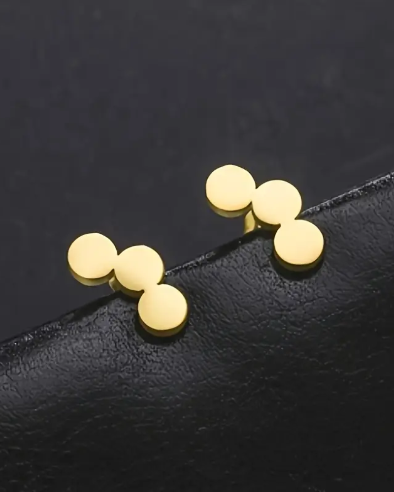Tiny 3 Circles Earrings Gold And Silver