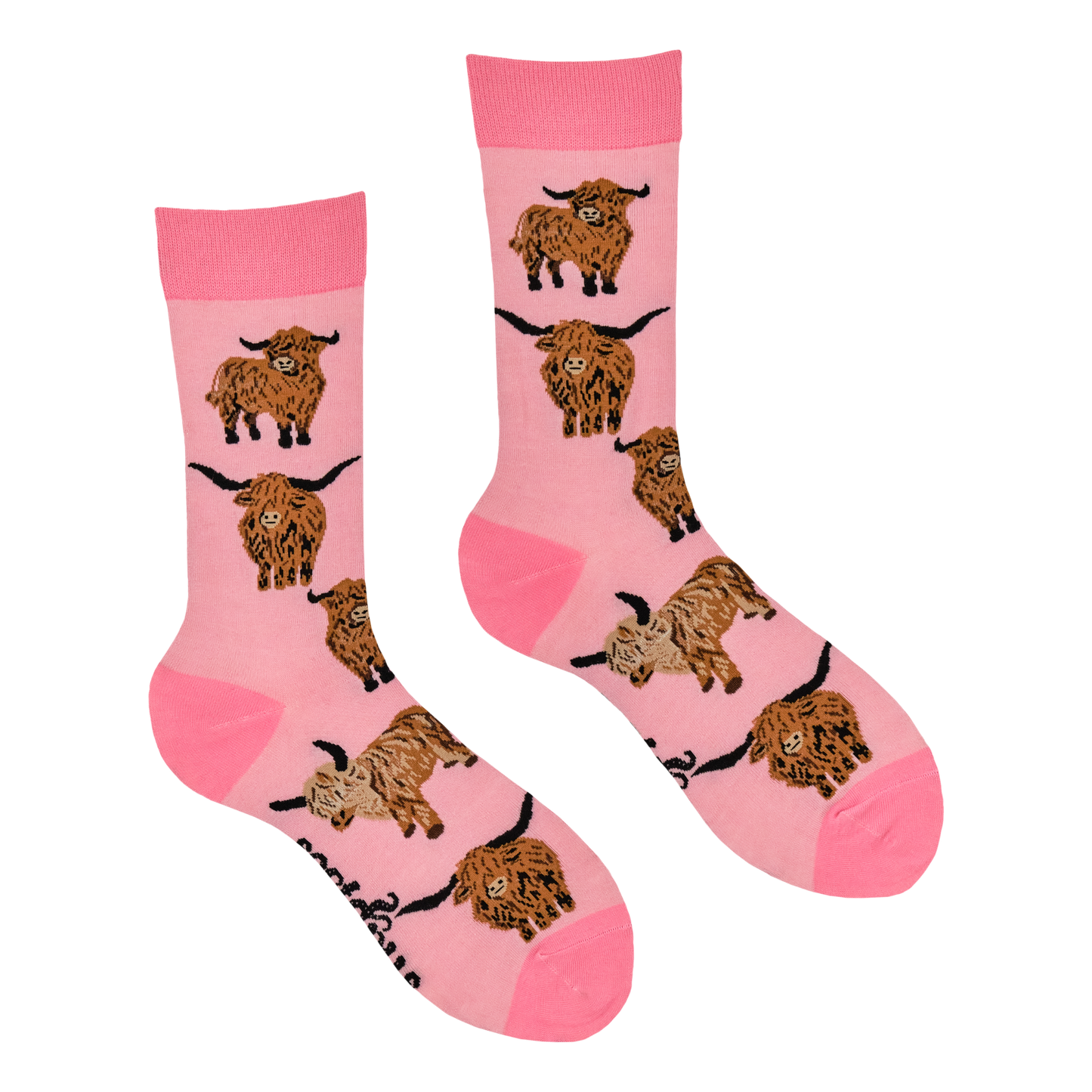 Pink Highland Cow Och Aye the Moo Socks Kids