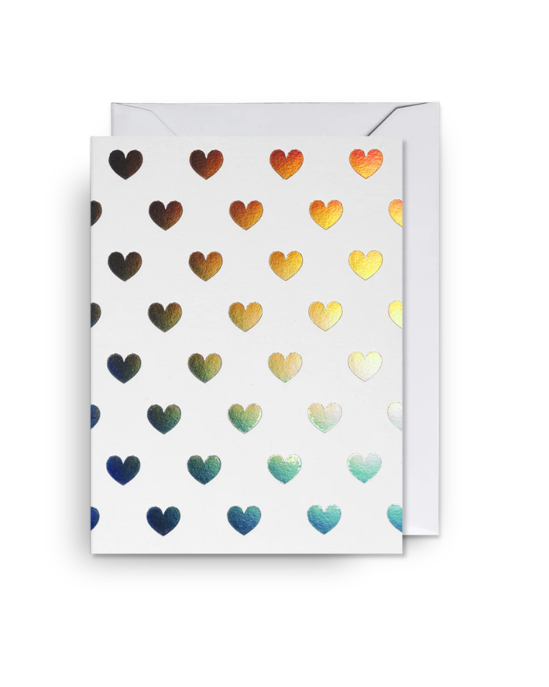 Holographic Love Hearts Mini Greeting Card