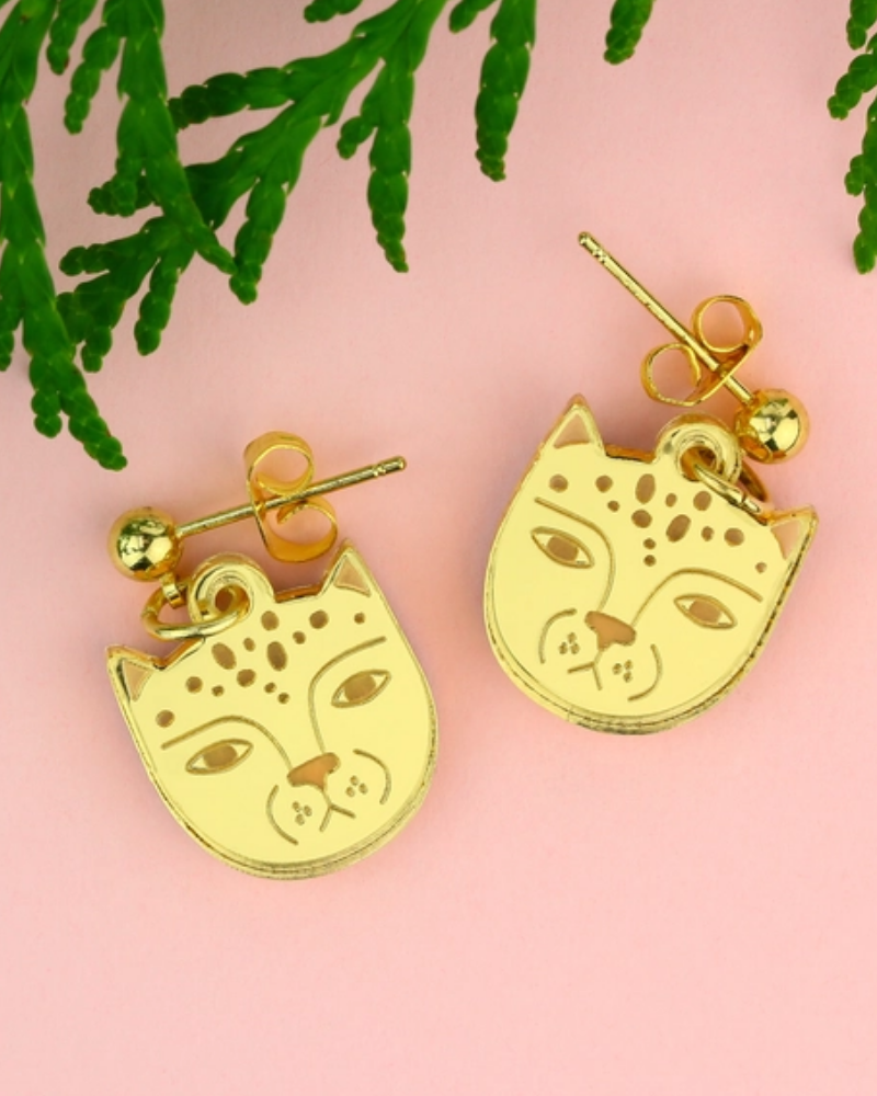 Leopard Stud Earrings In Gold