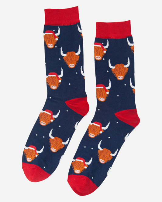 Christmas Highland Cow Socks