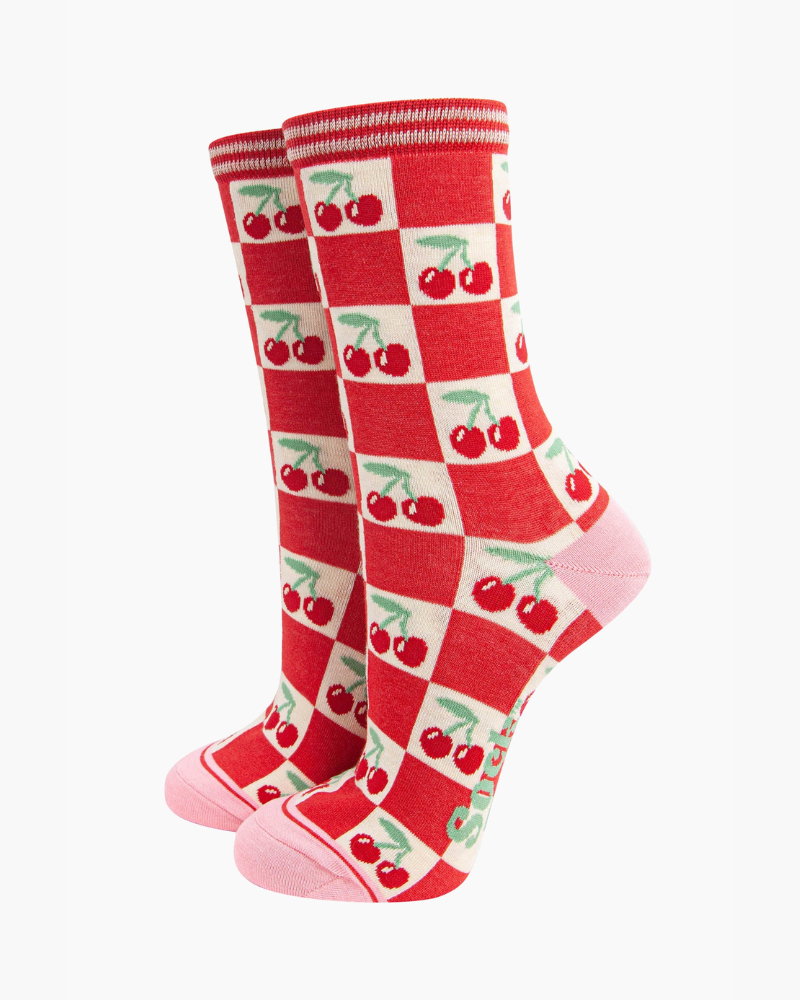 Cherry Checkerboard Unisex Crew Socks