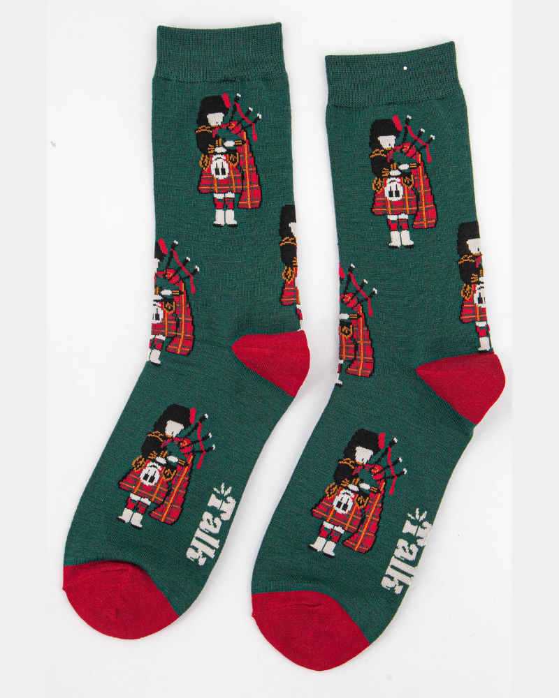 Scottish Piper Green Unisex Socks