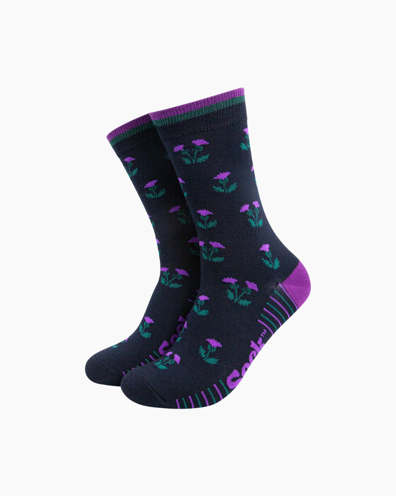 Thistles Navy Unisex Crew Socks