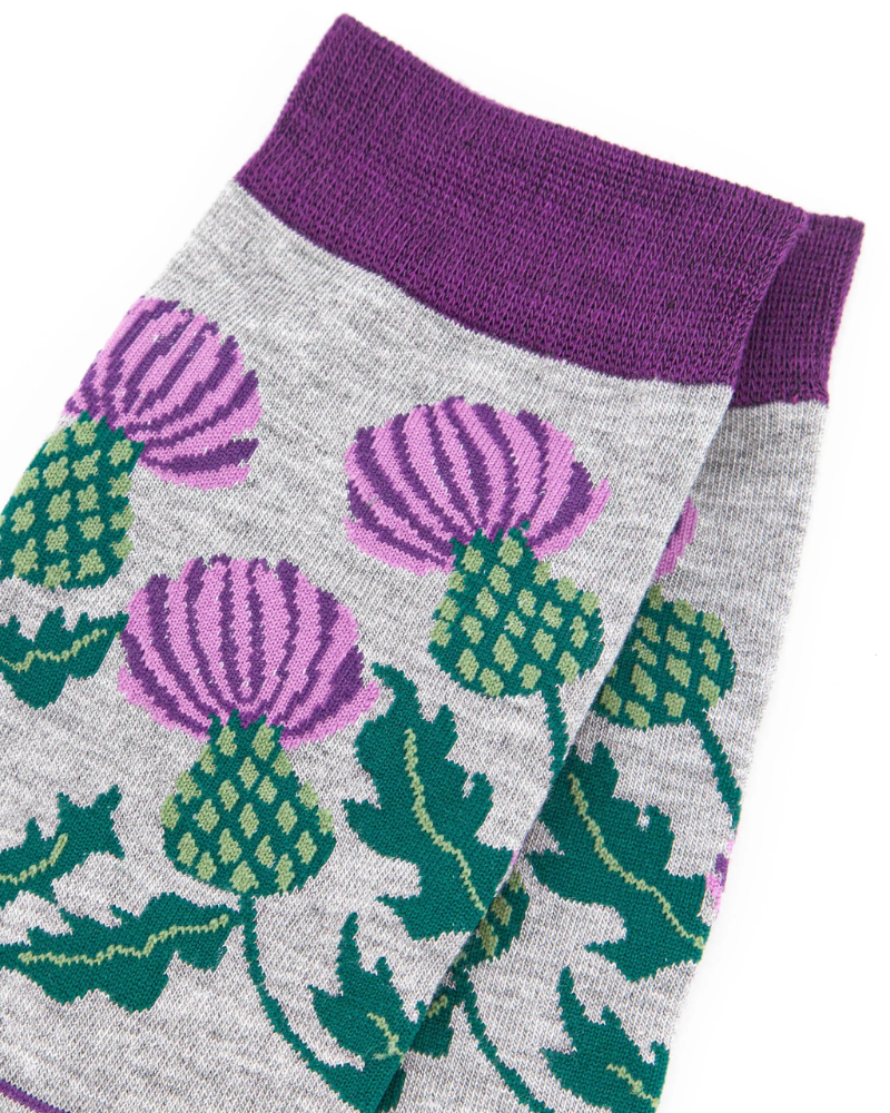 Scottish Thistle Unisex Socks Grey