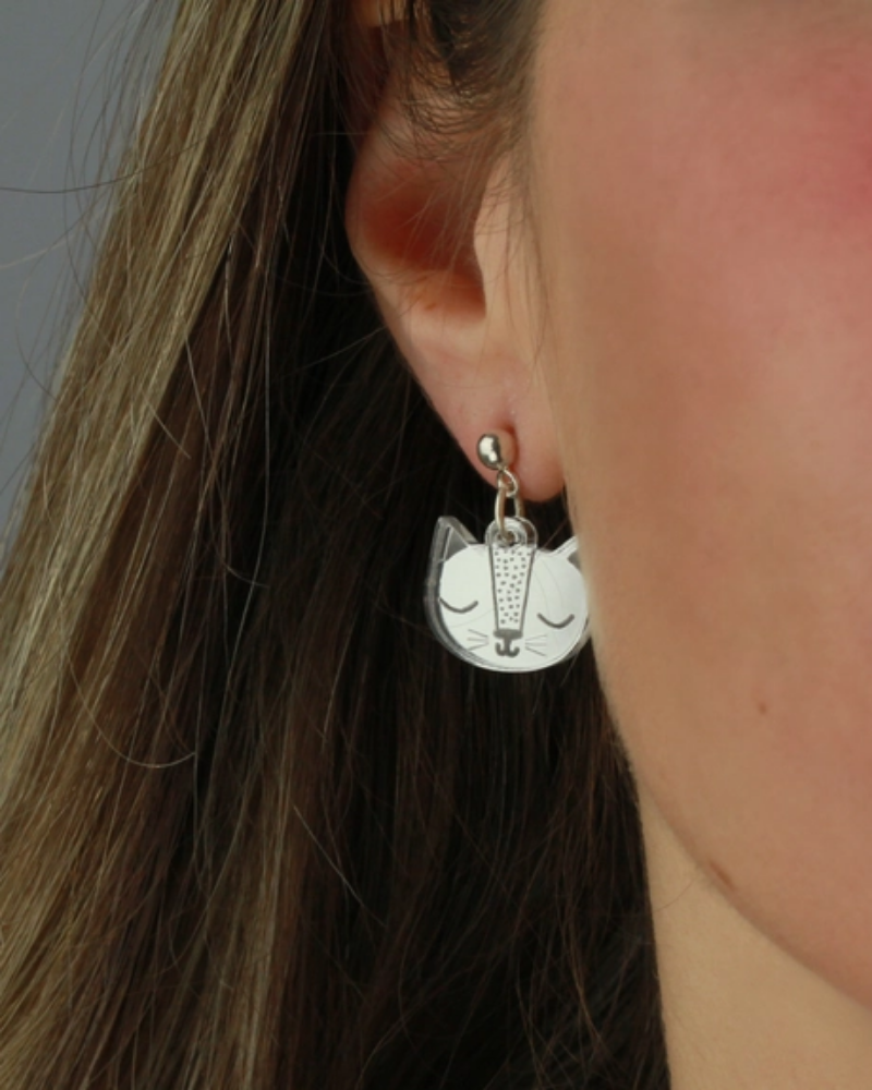 Cat Stud Earrings Gold & Silver