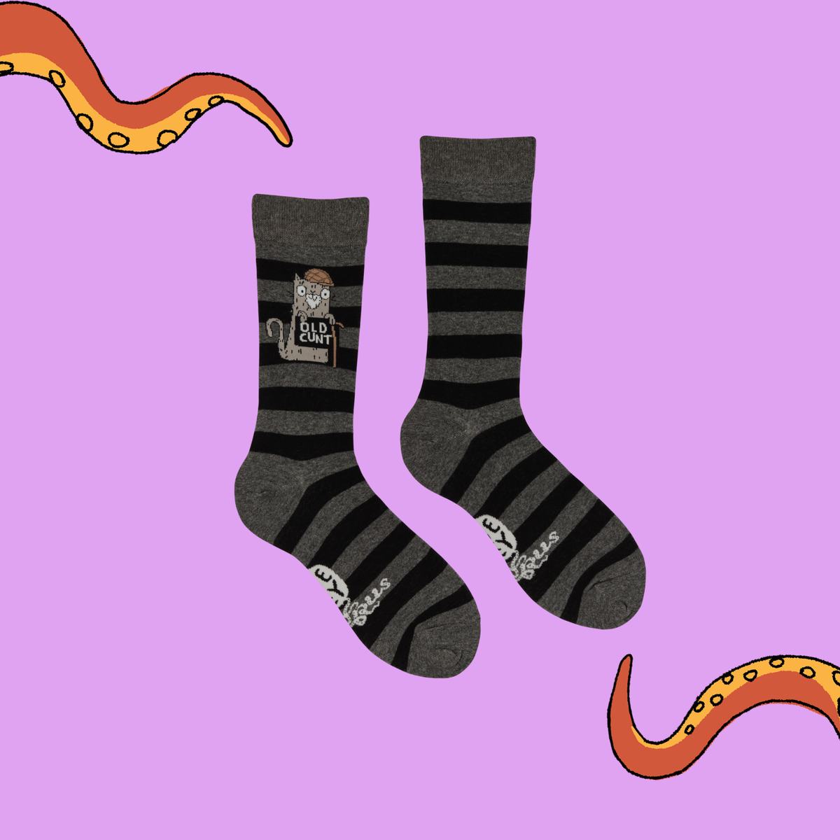 Old C*nt Naughty Cat Socks Large