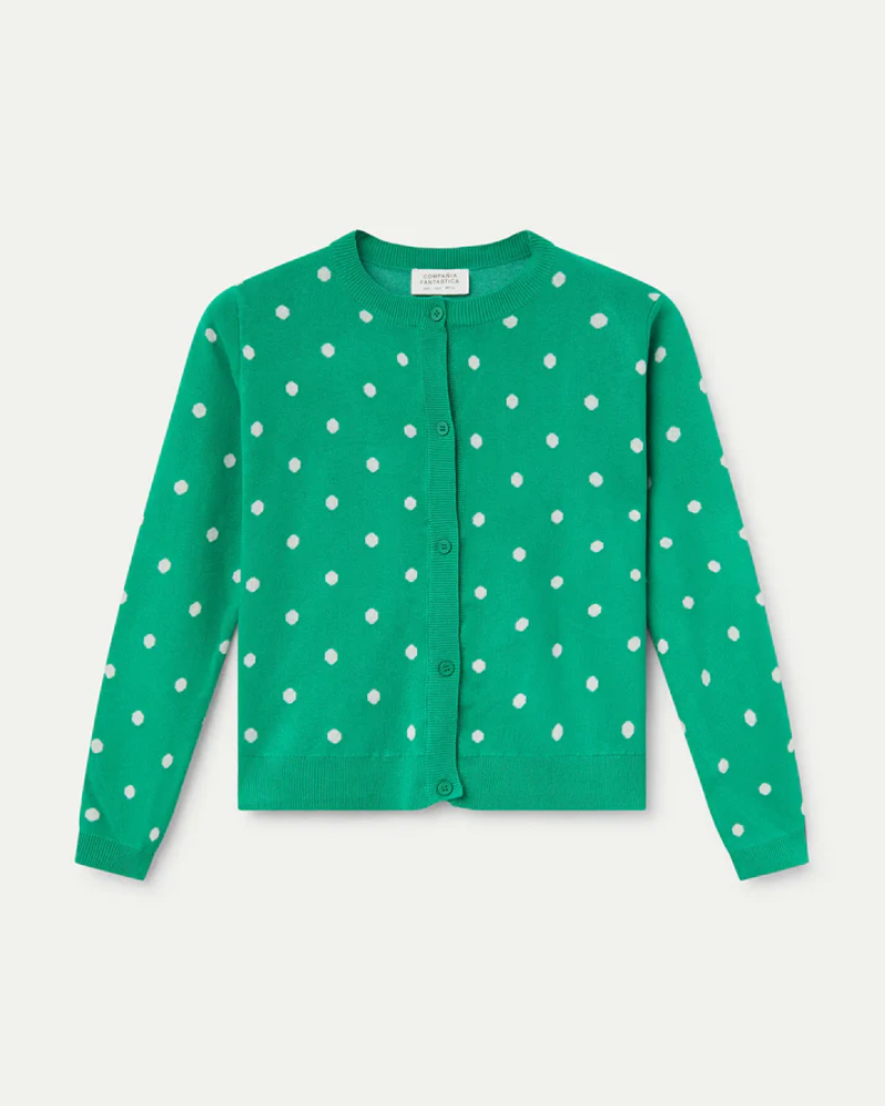 Green Polka Dot Cardigan By Compania Fantastica