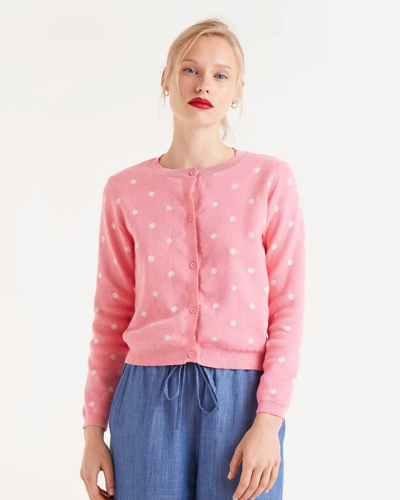 Pink Polka Dot Cardigan By Compania Fantastica