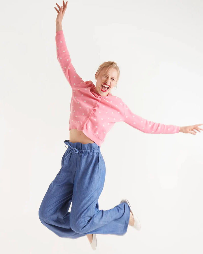 Pink Polka Dot Cardigan By Compania Fantastica