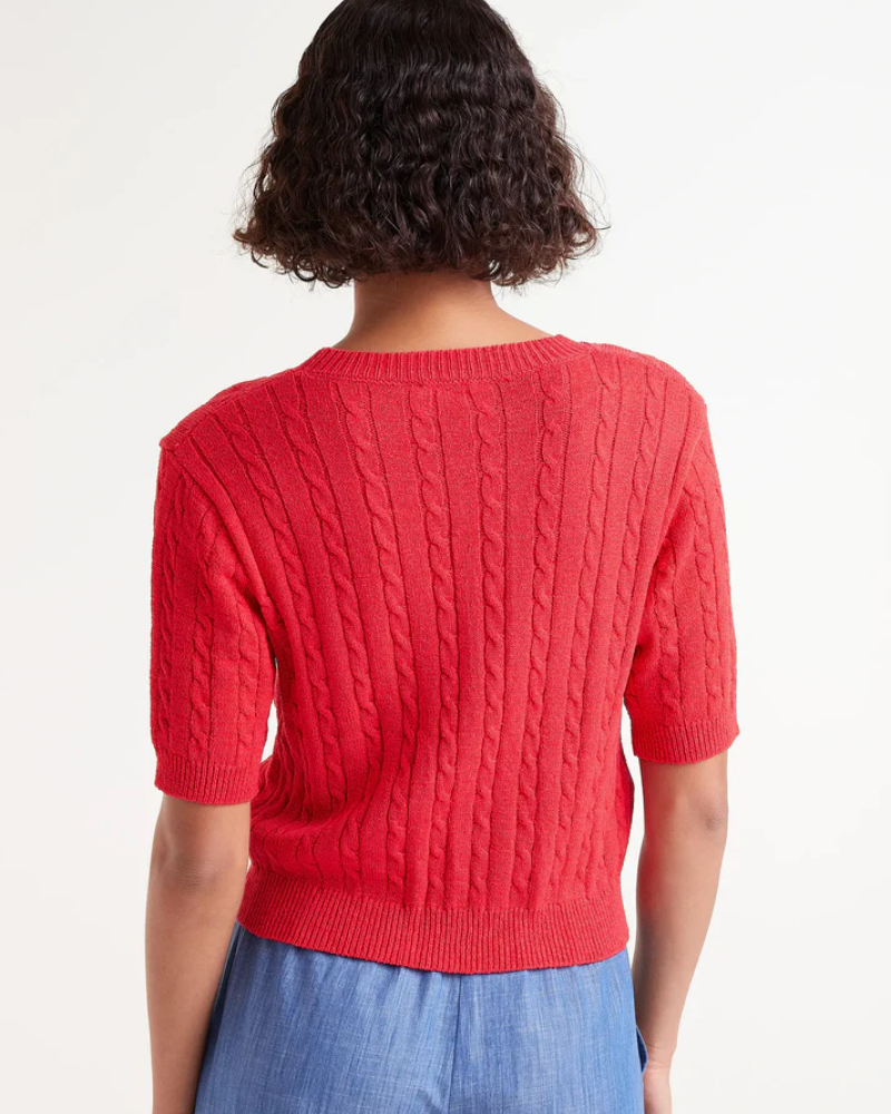 Red Cable Knit Short Sleeve Jumper By Compania Fantastica