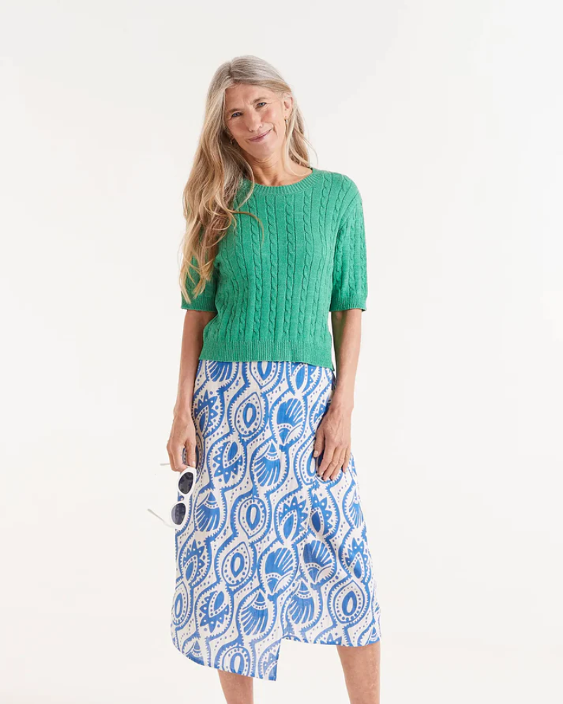 Green Cable Knit Short Sleeve Jumper By Compania Fantastica