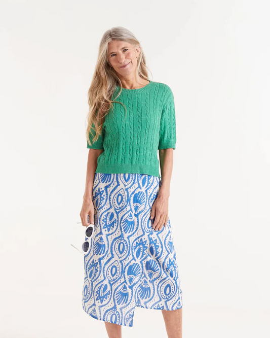 Green Cable Knit Short Sleeve Jumper By Compania Fantastica