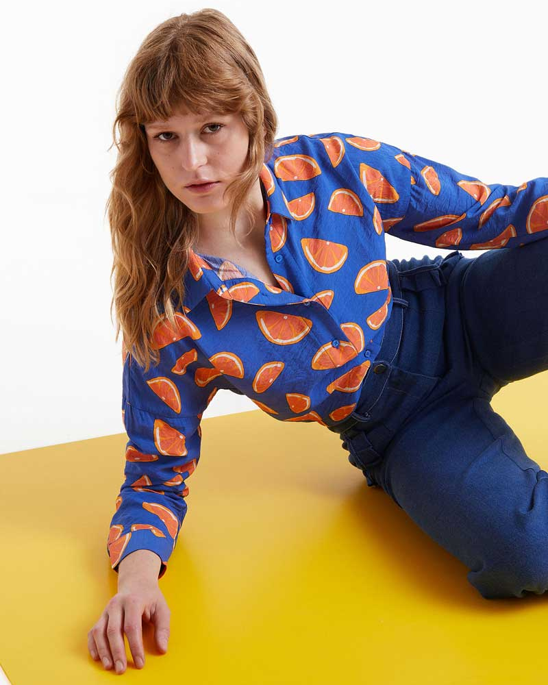 Orange Print Shirt By Compania Fantastica
