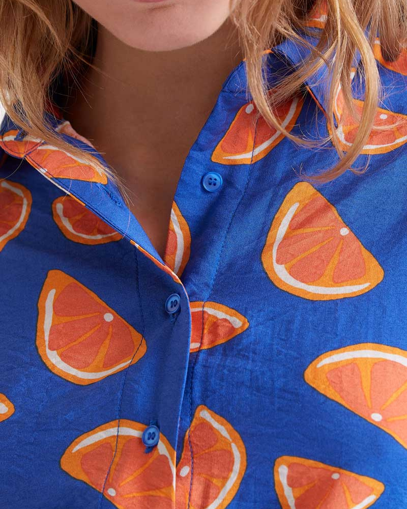 Orange Print Shirt By Compania Fantastica