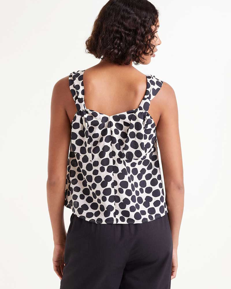 Monochrome Polka Dot Bow Vest Top By Compania Fantastica
