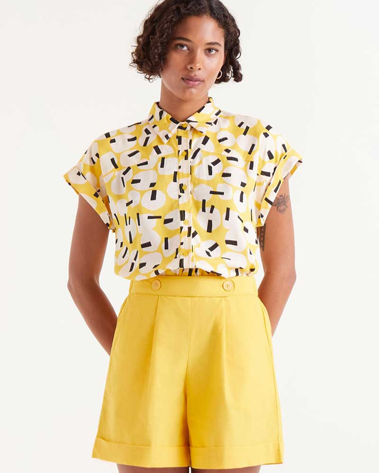 Yellow Onigiri Print Blouse By Compania Fantastica
