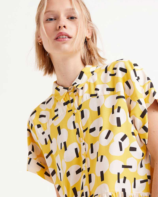 Yellow Onigiri Print Dress By Compania Fantastica