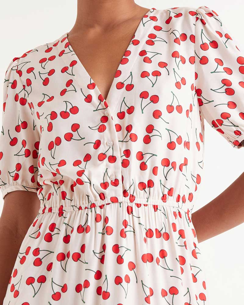Cherries Print Midi Dress By Compania Fantastica
