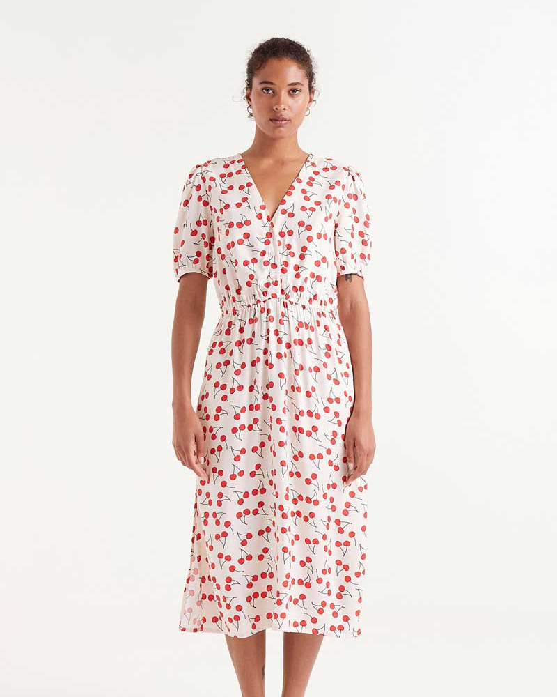 Cherries Print Midi Dress By Compania Fantastica