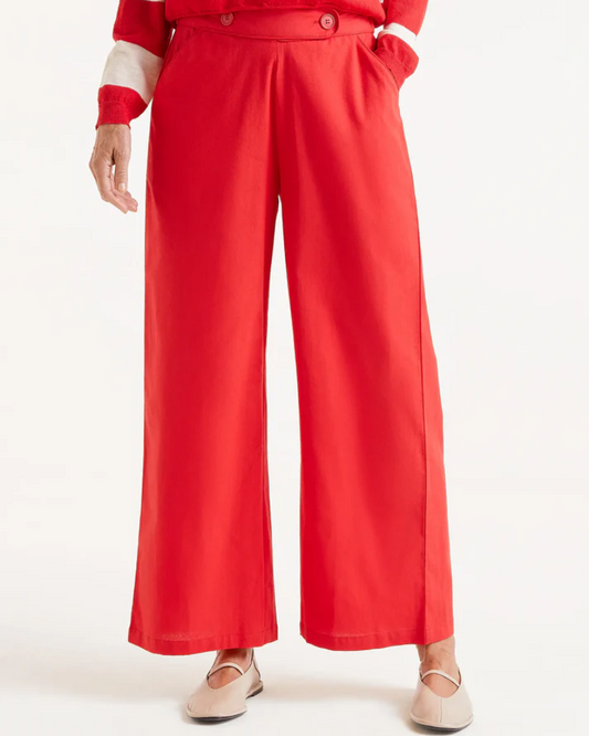 Wide Leg Buttoned Trousers Red By Compania Fantastica